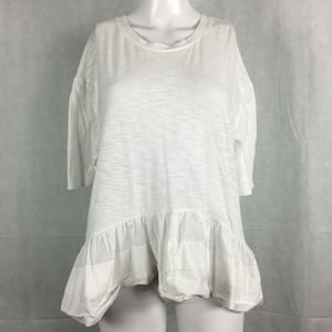 Akemi + Kin Shirt Womens Sz Small White Cotton‎ Knit Half Sleeve Peplum Top